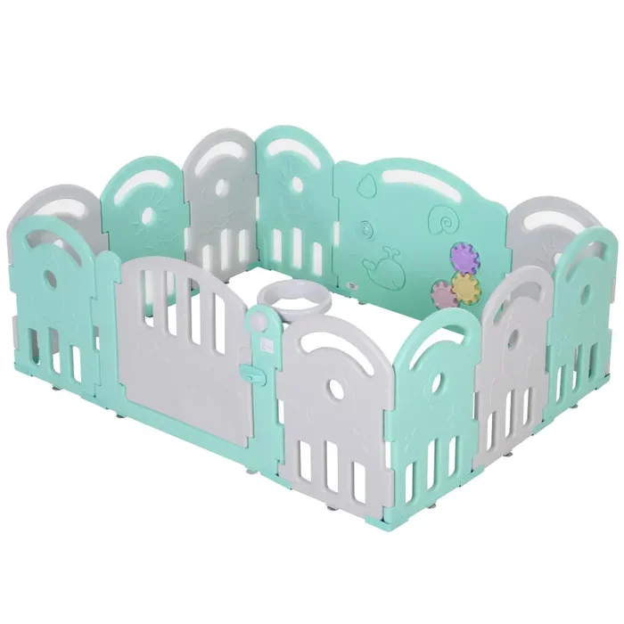 Box Recinto Attività per Bambini 162x122x63 cm Grigio e Azzurro Vendita calda online