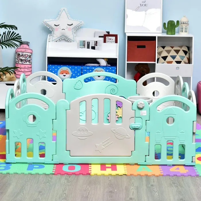 Box Recinto Attività per Bambini 162x122x63 cm Grigio e Azzurro Vendita calda online - immagine 2