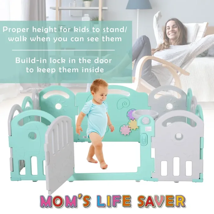 Box Recinto Attività per Bambini 162x122x63 cm Grigio e Azzurro Vendita calda online - immagine 3