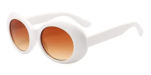 BOZEVON Retrò Occhiali da sole Ovali – Vintage UV400 Bianco-marrone Scuro