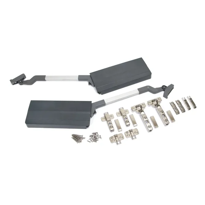 Braccetto per Ante Elevabile Agile Flap P 7 – 11,6 Kg Plastica Grigio Antracite Acciaio Emuca