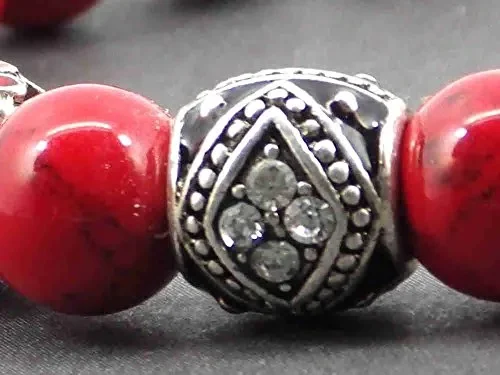 Bracciale Miss Chichi in rossa turchese ricostituita con perline di metallo… - immagine 2