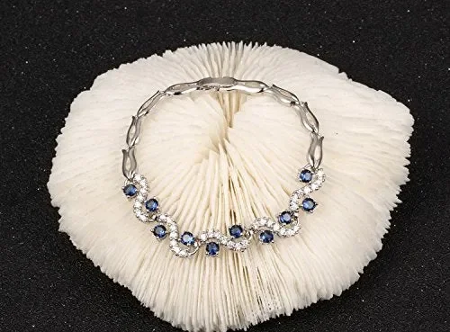 Bracciale tennis con Zaffiro simulato blu Cristalli austriaci di zirconi 18… - immagine 3