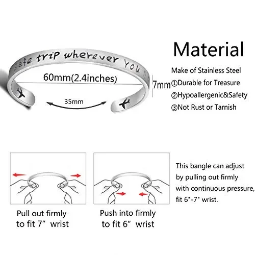 Braccialetto che augura buon viaggio, con aeroplani, regalo per hostess silver - immagine 2