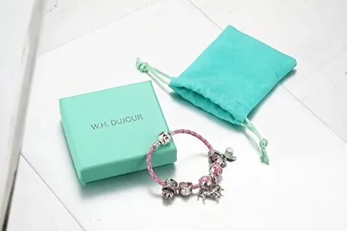 Braccialetto con ciondolo a forma di unicorno rosa per ragazze, idea regalo - immagine 2