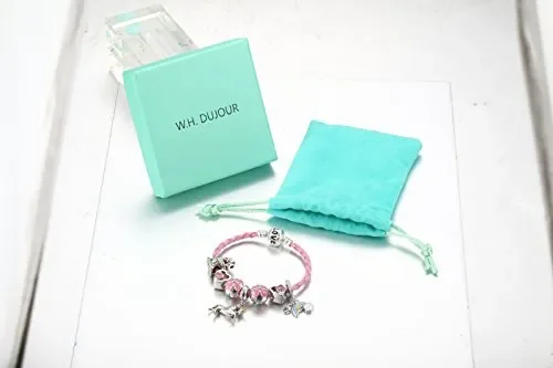 Braccialetto con ciondolo a forma di unicorno rosa per ragazze, idea regalo - immagine 3