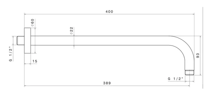 Braccio Soffione Doccia Tondo 40 cm in Acciaio Inox Satinato Nilo - immagine 2