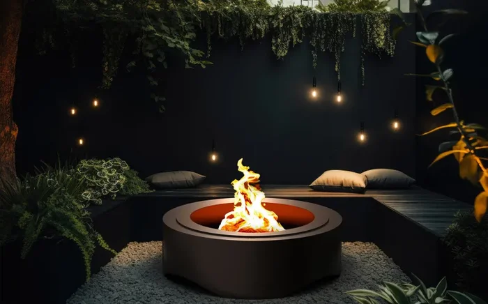 Braciere a Legna da Giardino Ø100×30 cm in Acciaio Black 1000 Round Nero - immagine 2