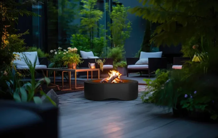 Braciere a Legna da Giardino Ø100×30 cm in Acciaio Black 1000 Round Nero - immagine 3