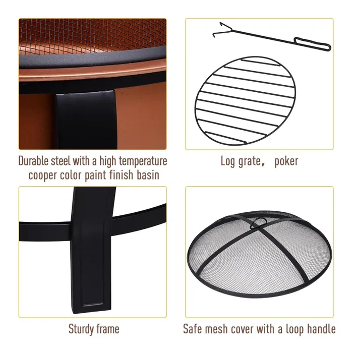 Braciere da Esterno in Acciaio Ø75,3×63 cm con Accessori CampFire