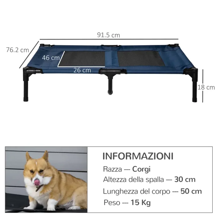 Brandina Pieghevole per Cani 92x76x18 cm ComfyPet Blu - immagine 3