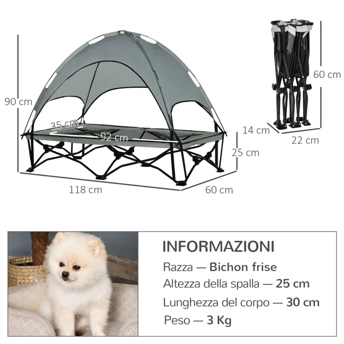 Brandina Pieghevole per Cani con Tettuccio Grigia - immagine 3