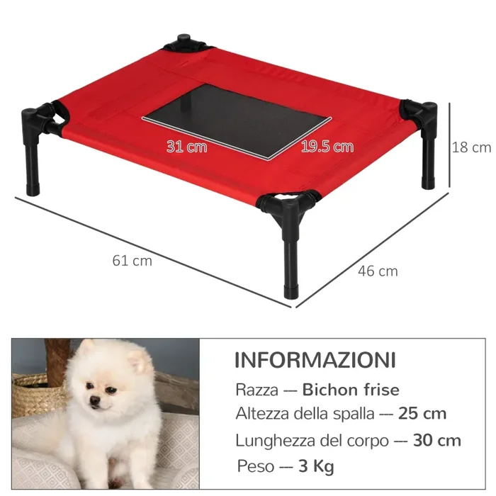 Brandina Portatile per Cani 68x46x18 cm Fino a 11Kg in Metallo e Tessuto Oxford Rosso Online - immagine 3