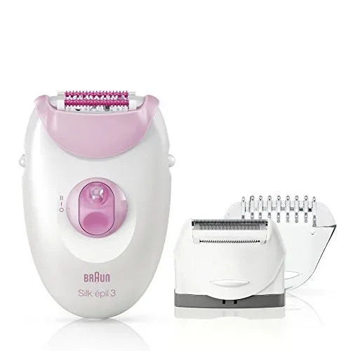 Braun 3-270 Silk-épil 3 Epilatore con Cavo e 3 Accessori, Rosa Multicolore