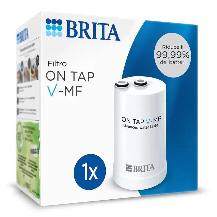 BRITA Filtro acqua rubinetto ON TAP V-MF (600L) – Riduce cloro, PFAS, 99,99% di batteri, microparticelle e metalli – per acqua buona e sicura da bere