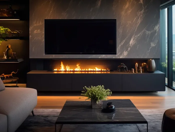 Bruciatore a Bioetanolo da Incasso 200x32x15 cm Insert Slim 2000 Nero con Vetro - immagine 2