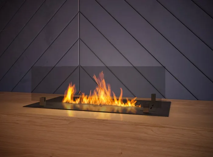 Bruciatore a Bioetanolo da Incasso 60x32x15 cm Insert Slim 600 Nero con Vetro - immagine 2