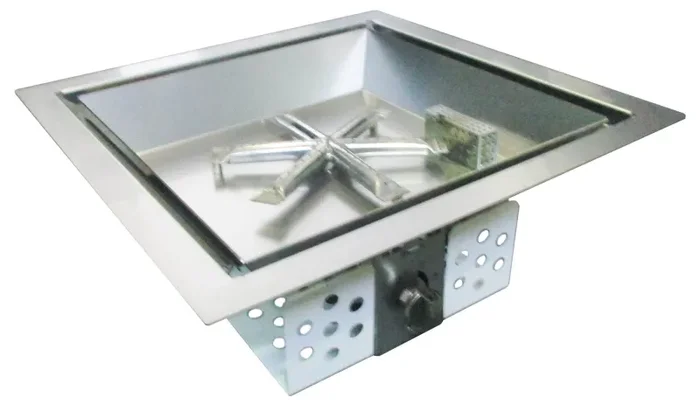 Bruciatore a Gas GPL da Incasso Effetto Camino 46x46x20 cm 9,7 kW in Acciaio Italkero Square - immagine 2