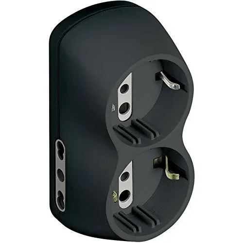BTicino S3614G Adattatore B4, Bipasso 10/16A e 2 Prese P30, Spina 16A, Nero