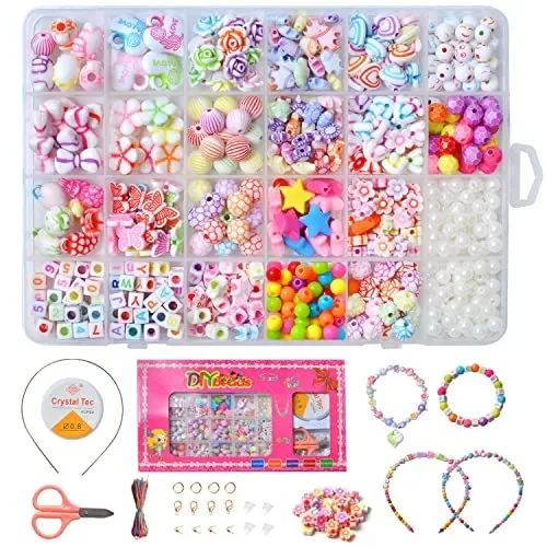 Bubble pig, Bambini,600 PCS Perline Colorate dei Bambini Fare Gioielli Braccialetti Necklace Kit Perline Lettere per Ragazze Moda