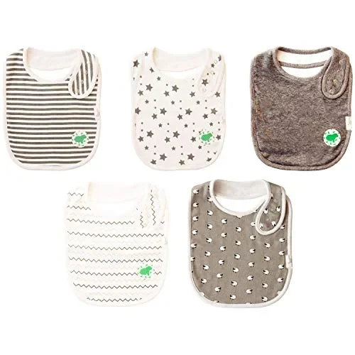 Budding Bear Unisex 5 X Bavaglini Neonato Cotone Biologico 100% – Bavette…