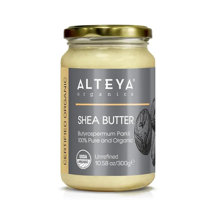 Burro di karité biologico non raffinato Alteya da 300 g – Con certificazione biologica USDA, 100% puro, naturale e vegano – Viso, Labbra e Capelli – Nutre, protegge, idrata