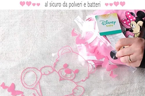 Bustine per il Corredino del Neonato 6pz Sacchetti Ospedale BimboBimba ROSA - immagine 2