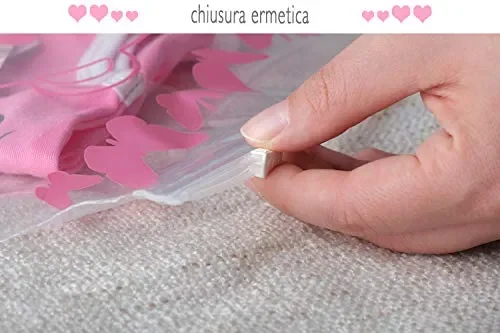 Bustine per il Corredino del Neonato 6pz Sacchetti Ospedale BimboBimba ROSA - immagine 3