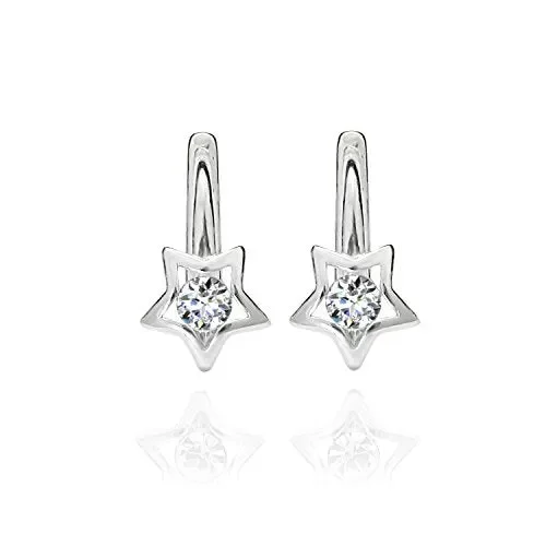 butterfly Bambine Ragazze Argento Orecchini Vero Swarovski Elements Chiaro