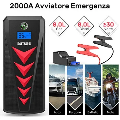 BuTure Avviatore di Emergenza, 2000A 22000mAh Batterie per Motori… Online - immagine 2