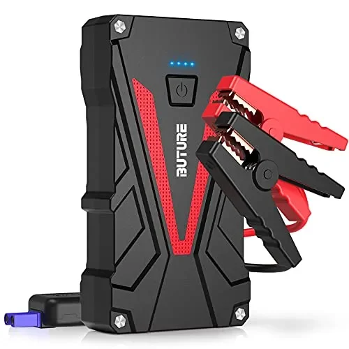 BuTure Booster Avviamento Auto 2000A 20000mAh, Avviatore Emergenza per Auto/Moto (Motori Fino a 7,0L Benzina/6,0L Diesel), Avviatore Batteria Auto con Torcia LED, Porta USB da per Smartphone