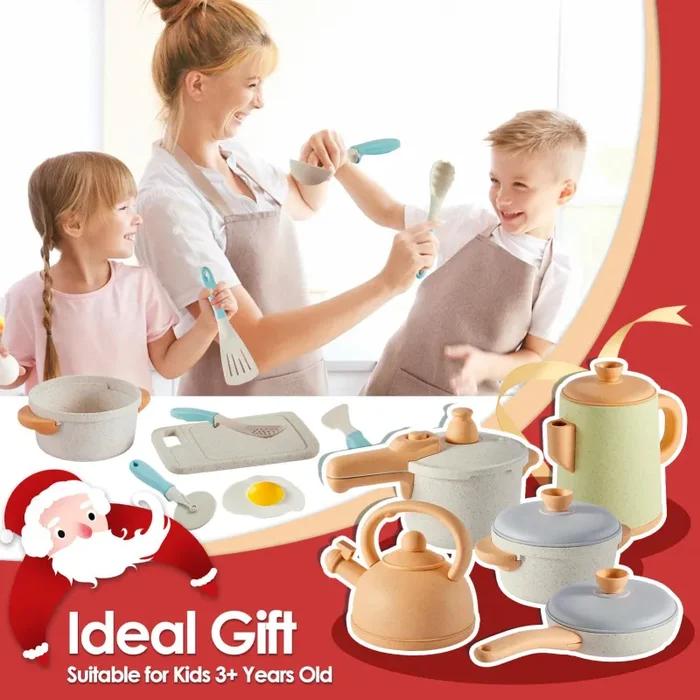 BUYGER Set Giocattoli da Cucina per Bambini, Pentole e Padelle Giocattolo Accessori Cucina Bambini, Pentolini Giochi di Ruolo Cucina per Bambini 3 + Anni - immagine 2