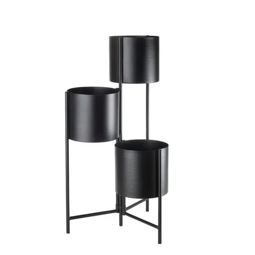 CACHE-POT 3 VASI IN METALLO NERO (23×22,5×75,5h) (vaso – vase Ø 20)