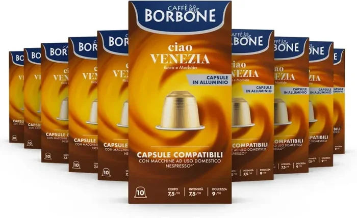 Caffè Borbone Respresso, Miscela Oro – 100 Capsule – Compatibili con le Macchine ad uso domestico Nespresso