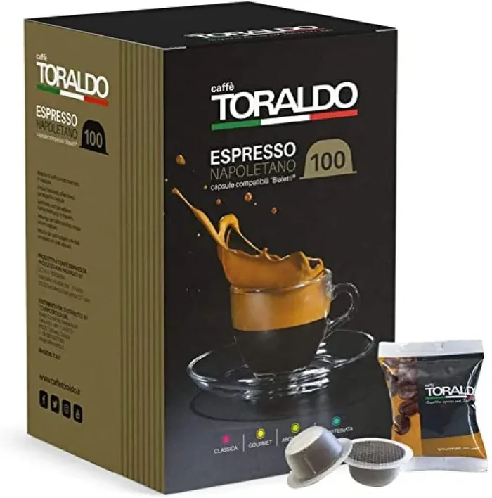 Caffè Toraldo Scatola Capsule Compatible Bialetti Gourmet Napoletano Caffè Espresso – Pezzi, 100 Unità