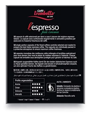 Caffè Trombetta L’Espresso, Capsule Compatibili Nespresso, Più Crema – 100 Vendita calda - immagine 3