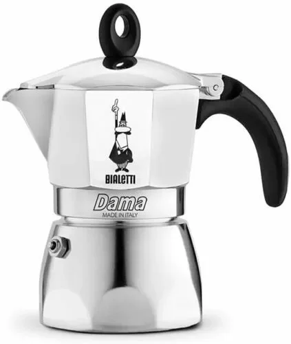 Caffettiera da 2 tazze in alluminio da 80 mm per caffè con doppia crema, 90 ml