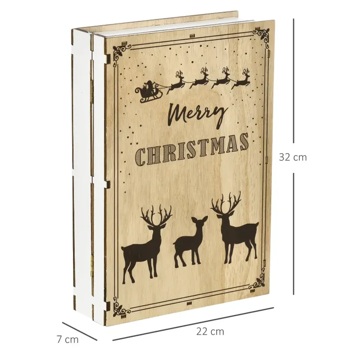 Calendario Avvento di Natale a forma di Libro 22x7x32 cm con Temi natalizi in Legno Bianco - immagine 3