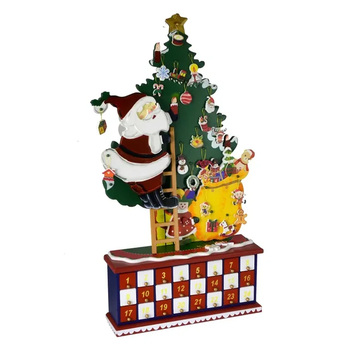 Calendario dell’Avvento in Legno albero con ciondoli cm 28×7,5xh57 Online