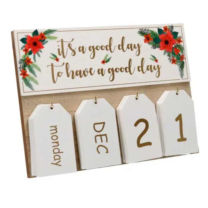 Calendario legno bianco rettangolare cm 25x18x2,5
