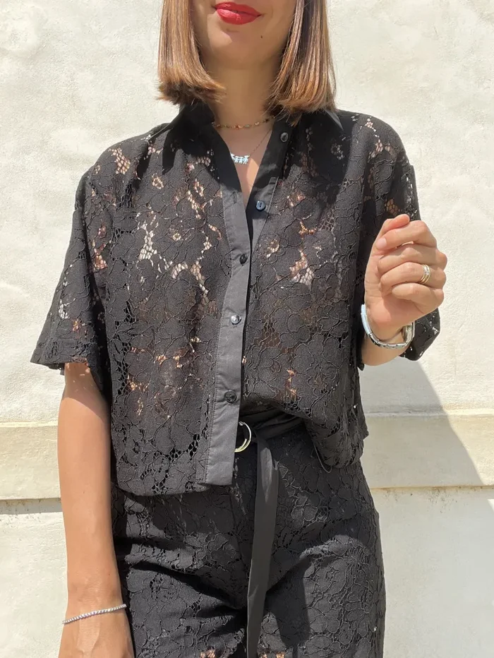 CAMICIA CORTA IN PIZZO Moda