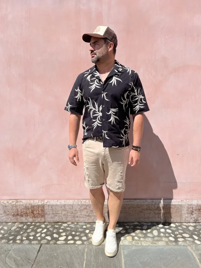 CAMICIA RICAMATA FOGLIE - immagine 2