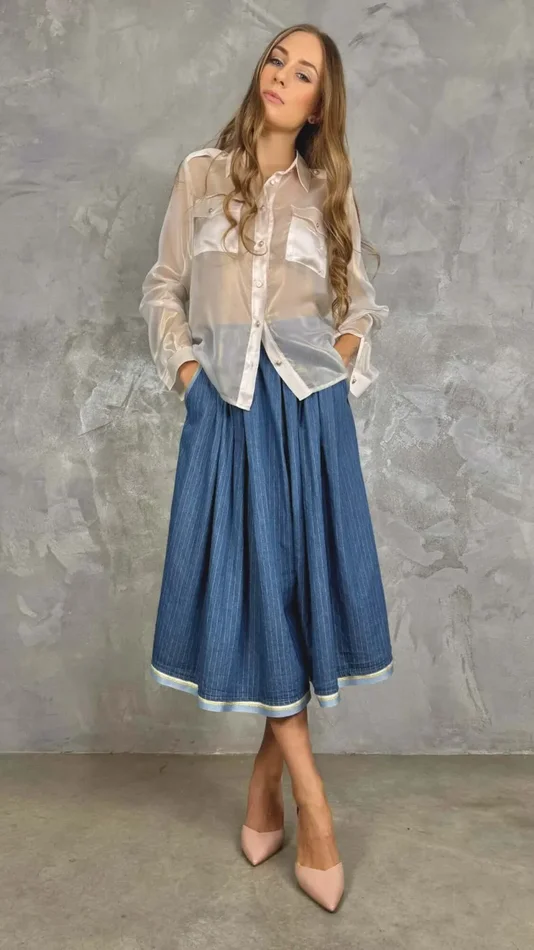 CAMICIA TRASPARENTE CON TASCHE