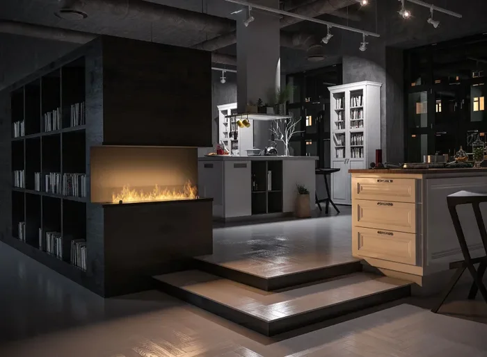 Camino a Bioetanolo da Incasso 100×50 cm Inside C 1000 V2 Nero con Vetro - immagine 3