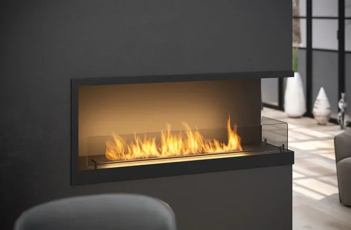 Camino a Bioetanolo da Incasso 110×45 cm Inside P1100 V2 Angolo a Destra Nero con Vetro - immagine 3