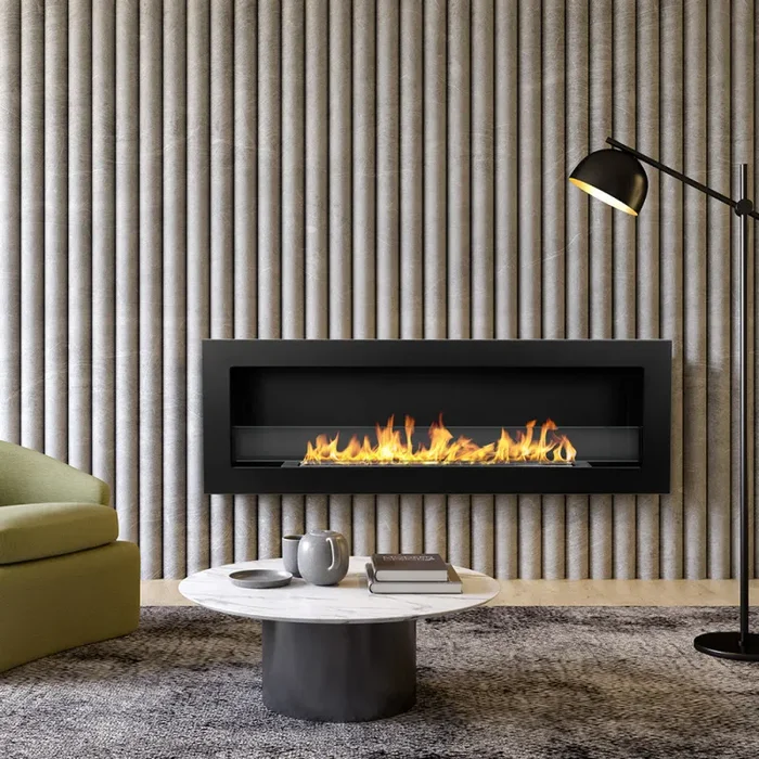 Camino a Bioetanolo da Incasso 120x15x40 cm Livorno 120 Nero - immagine 2