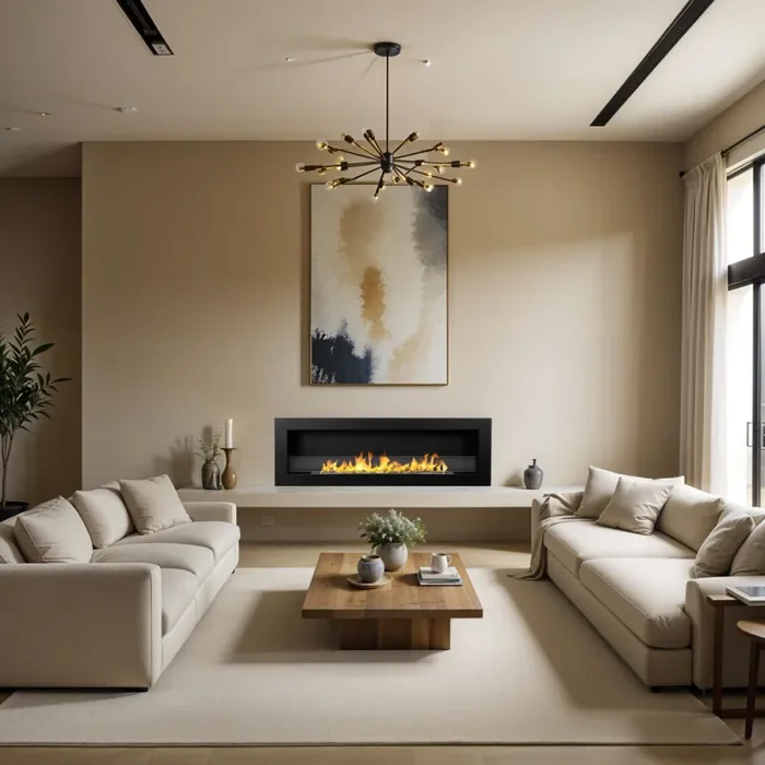 Camino a Bioetanolo da Incasso 120x15x40 cm Livorno 120 Nero - immagine 3