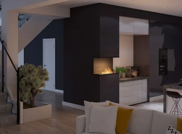 Camino a Bioetanolo da Incasso 80×50 cm Inside C 800 V2 Nero con Vetro - immagine 3