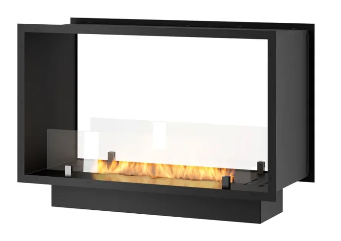 Camino a Bioetanolo da Incasso 83,5×58,5×35 cm Bifacciale 2 Side 800 Slim Nero con Vetro