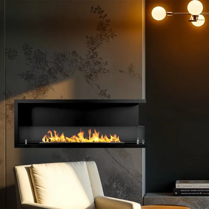 Camino a Bioetanolo da Incasso ad angolo 120×22,4×45 cm Sutri 120 DX Nero - immagine 2